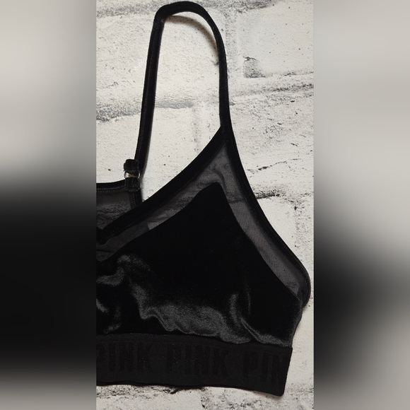 Pink Sport Victoria's Secret Black Velvet and Sheer Trim Push Up Bra - Picture 3 of 13